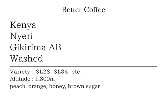 【販売終了】【浅煎り】ケニア ニエリ ギキリマAB ウォッシュド 100g